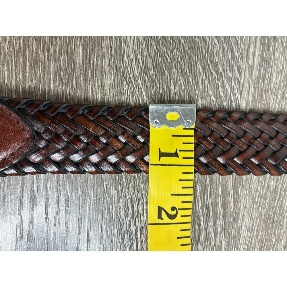 Men's Size 44 Dark Brown Genuine Leather Belt With Gold Tone Buckle Western